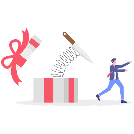 ビジネスギフトを受け取るビジネスマン  イラスト