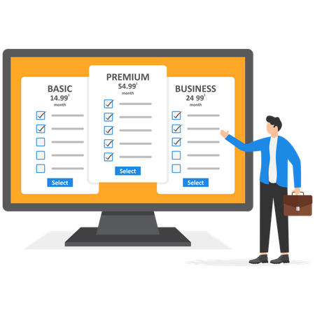 Businessman recommend premium plan  Illustration