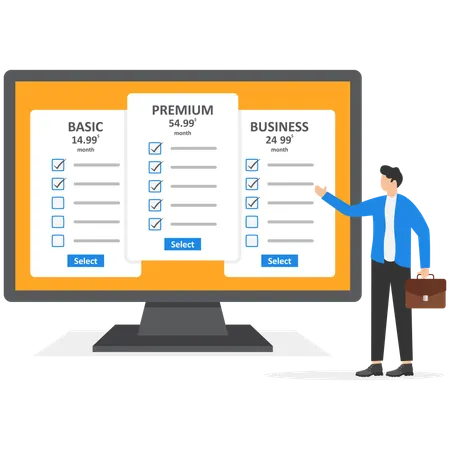 Businessman recommend premium plan  Illustration