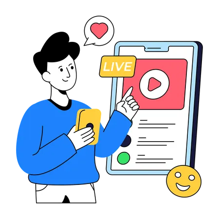 Businessman records Live Streaming  Illustration