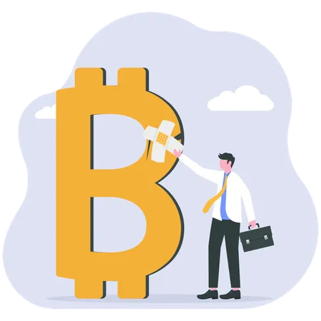 Businessman recovers from business market loss  Illustration