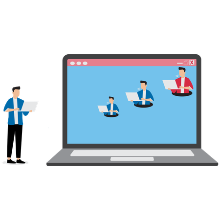 Businessman recruiting online interview  Illustration