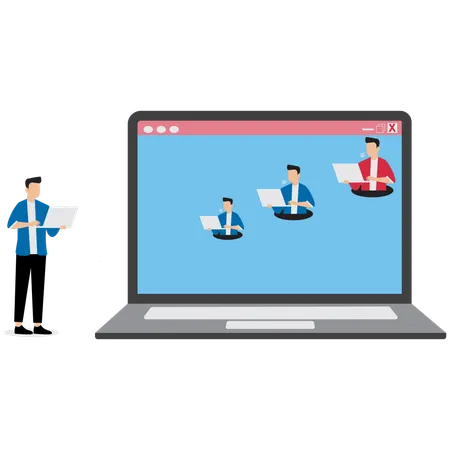 Businessman recruiting online interview  Illustration