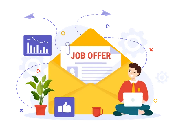 Job Offer Vector Illustration With Businessman Recruitment Search Start Career And Vacancy At A Company In Flat Cartoon Hand Drawn Templates Illustration