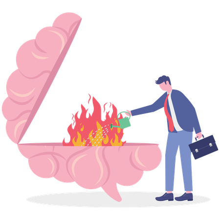 Businessman reducing business burnout  Illustration