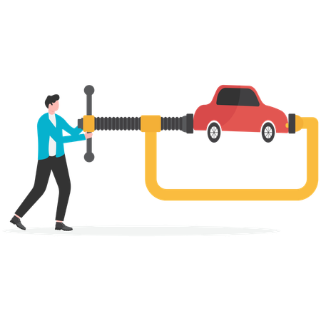 Businessman reducing car expense  Illustration