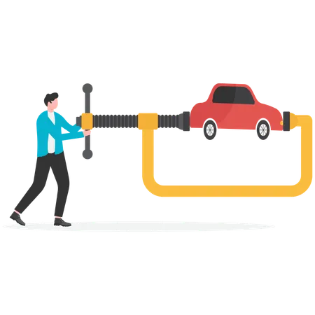 Businessman reducing car expense  Illustration