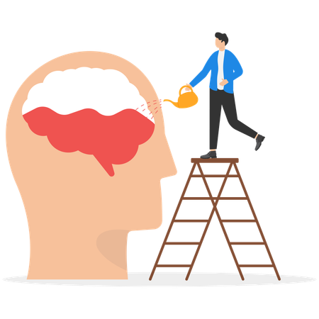 Businessman refilled idea to brain  Illustration