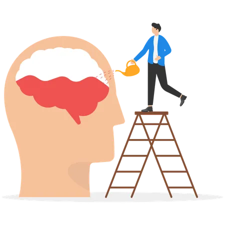 Businessman refilled idea to brain  Illustration