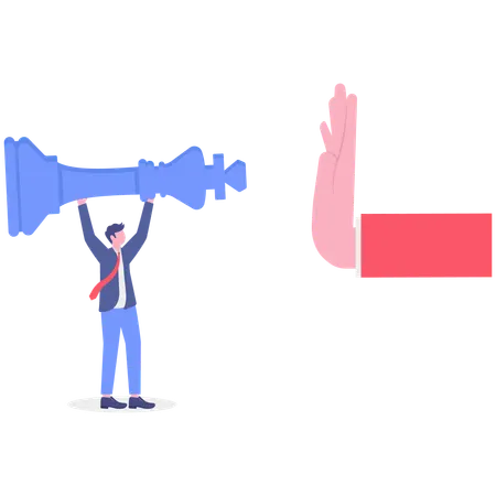 Businessman refuses to take strategic leap  Illustration