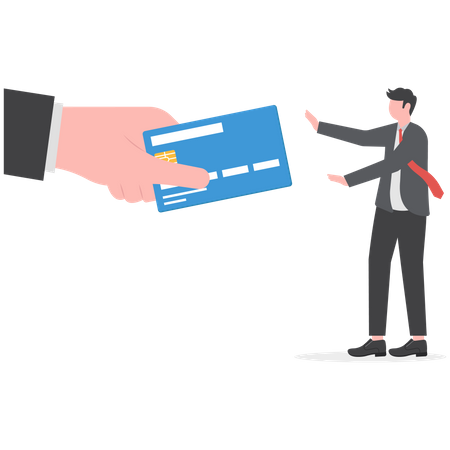 Businessman Refusing Offered Credit Cards  イラスト