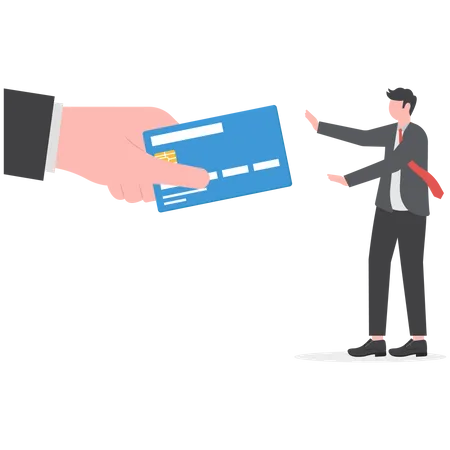 Businessman Refusing Offered Credit Cards  Illustration