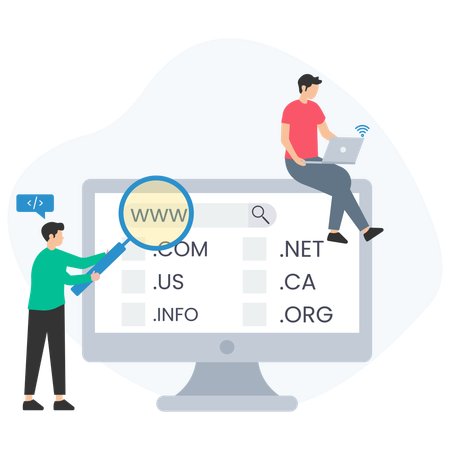 Businessman registering website domain  Illustration