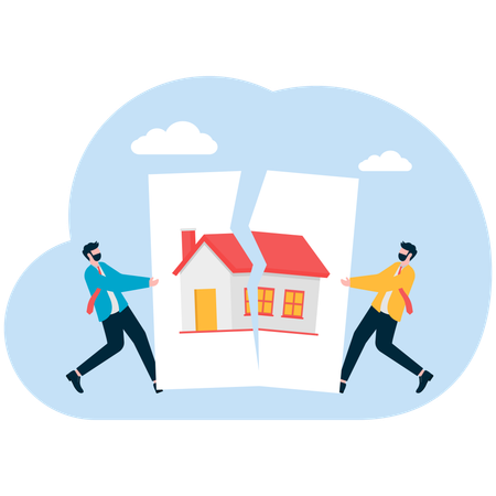Businessman rejecting house contract  Illustration