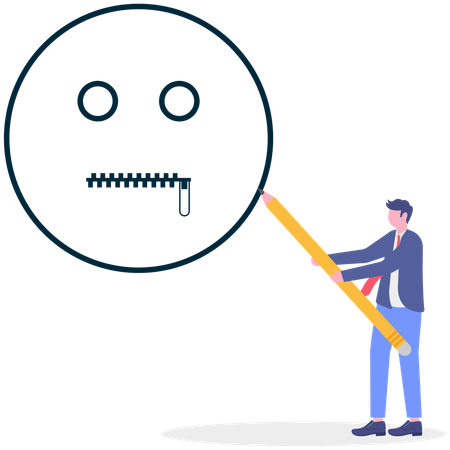 Businessman rejects abusive language  Illustration
