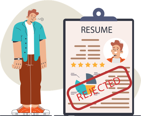 Businessman rejects employee's resume  Illustration
