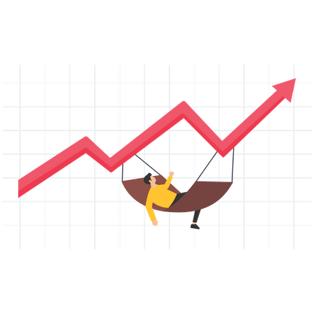 Businessman relax and sleep on cribs and growing graph  Illustration