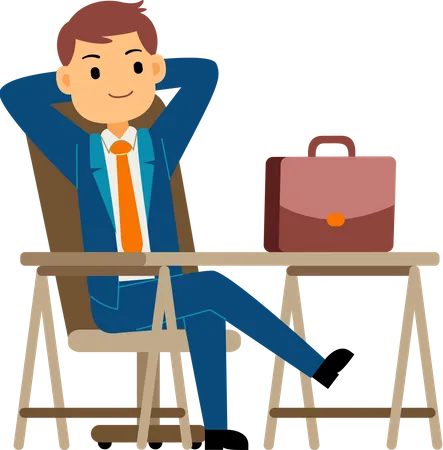 Businessman relaxing at work place  Illustration