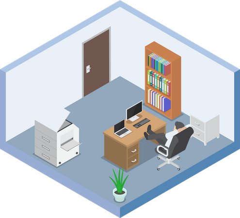 Businessman relaxing in office room  Illustration