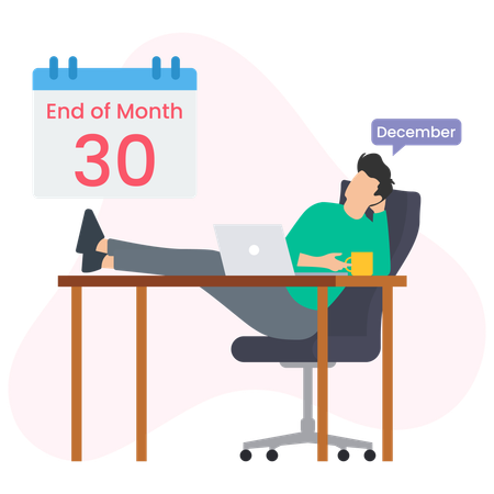 Businessman relaxing on End of month  Illustration