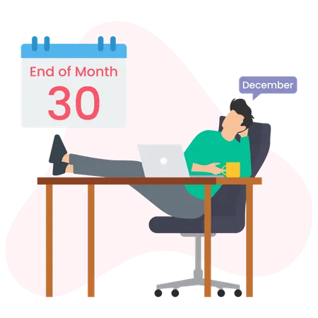 Businessman relaxing on End of month  Illustration