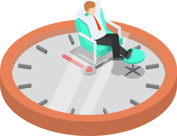 Businessman relaxing on the sofa with clock Illustration