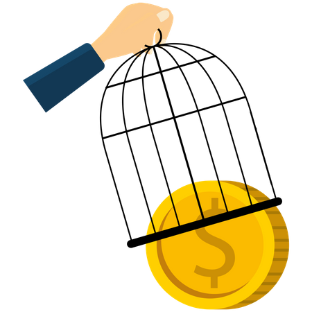 Businessman release a Dollar coin from a cage  Illustration