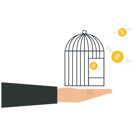 Release US dollar coin from cage  Illustration