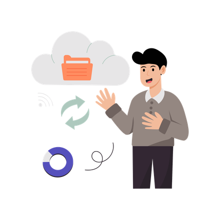 Businessman reloading cloud data  Illustration