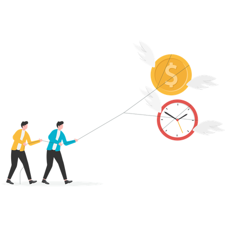 Businessman remembers to pay money on time  Illustration