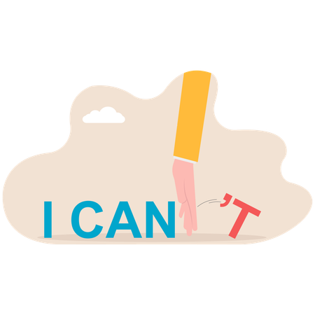 Businessman removes I can't word from his life  Illustration