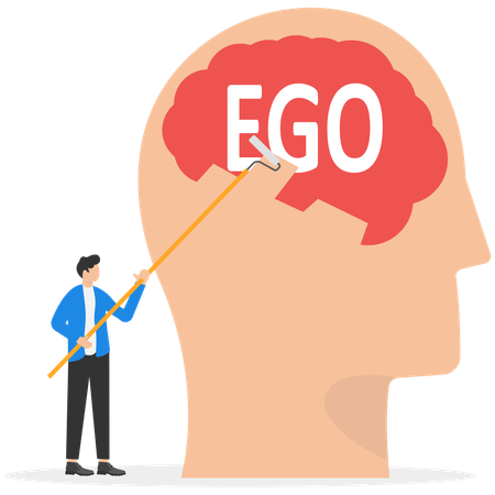 Businessman removing business ego  Illustration