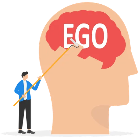 Businessman removing business ego  Illustration