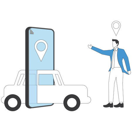 Businessman renting car online  Illustration