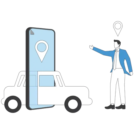 Businessman renting car online  Illustration