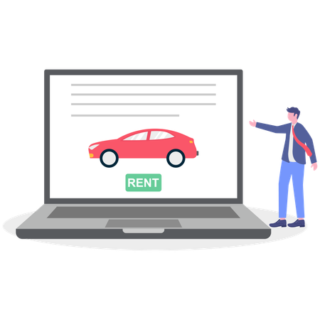 Businessman rents online car  Illustration