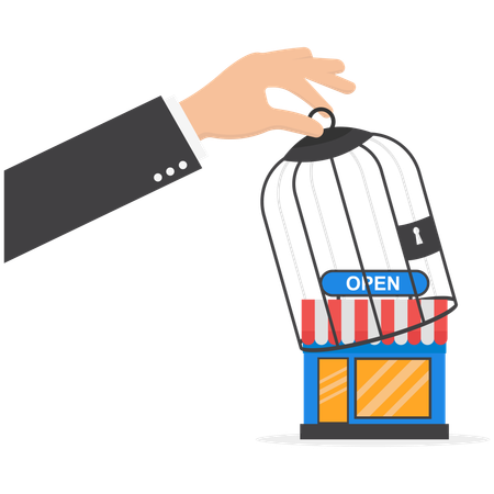 Businessman reopening business  Illustration