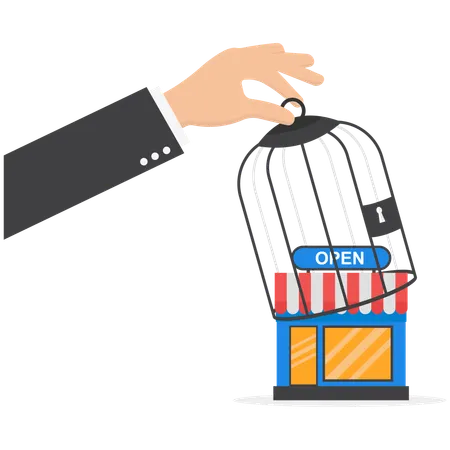 Businessman reopening business  Illustration