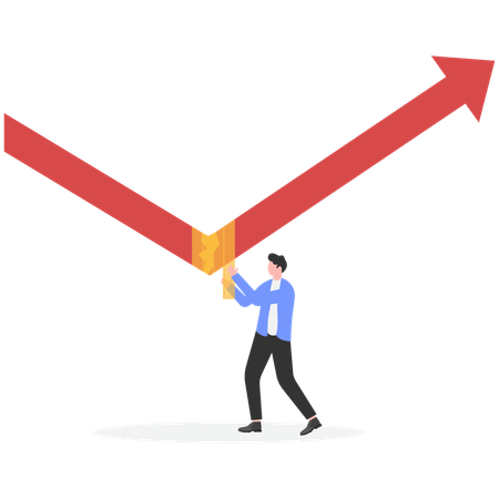 Businessman repairing an arrow symbol  Illustration