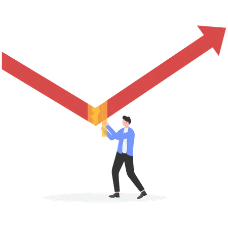 Businessman repairing an arrow symbol  Illustration