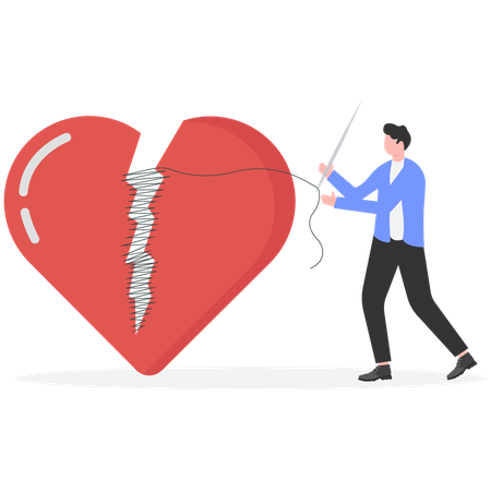 Businessman repairing heart  Illustration