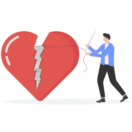 Businessman repairing heart  Illustration