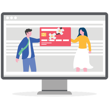 Businessman repairing online credit card  Illustration