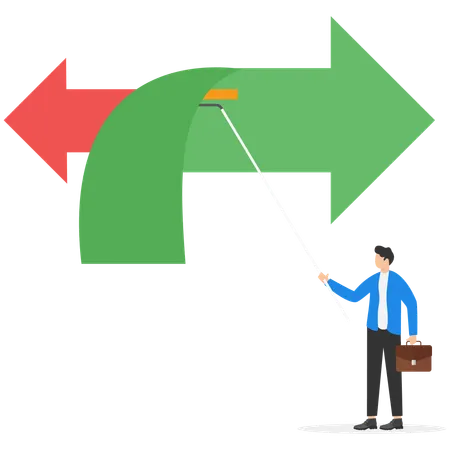 Businessman representing new way and old way approach  Illustration