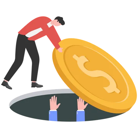 Businessman rescue financial crisis  Illustration