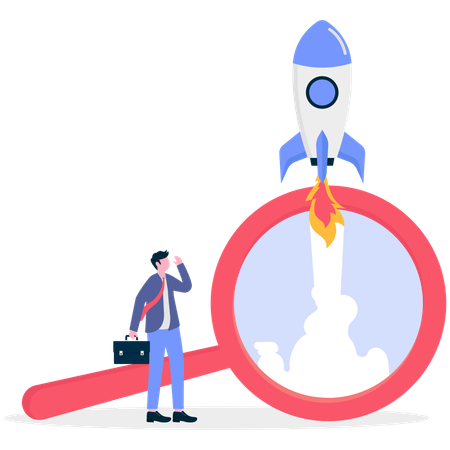 Businessman research on business startup  Illustration