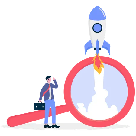 Businessman research on business startup  Illustration