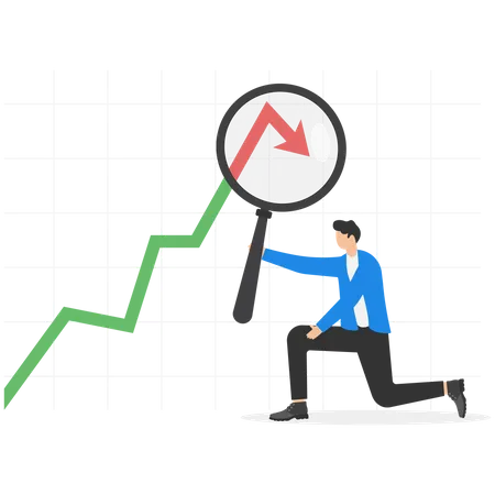 Businessman Researching The Stock Market Graph And Businessman Balancing Stand On High Interest Rate Recession Economy Set Concept Illustration