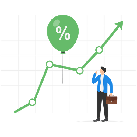 Businessman researching the stock market graph  Illustration