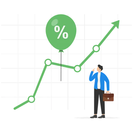 Businessman Researching The Stock Market Graph And Businessman Balancing Stand On High Interest Rate Recession Economy Set Concept Flat Vector Illustrations Isolated Illustration